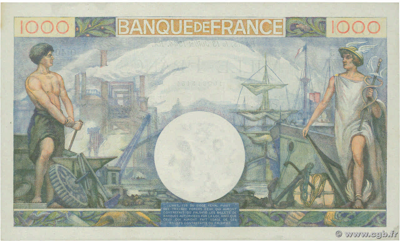 1000 Francs COMMERCE ET INDUSTRIE FRANCE 1944 F 39 11 501559 Billets