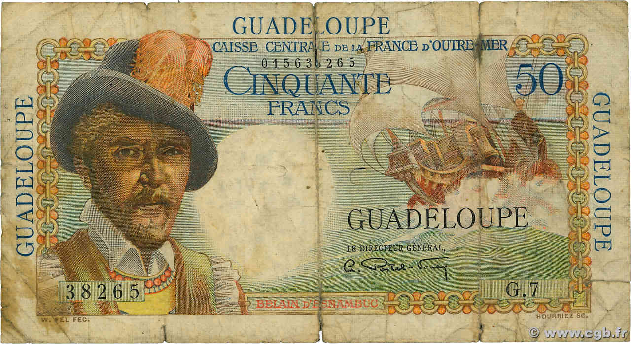 50 Francs Belain d Esnambuc GUADELOUPE 1946 P.34 B