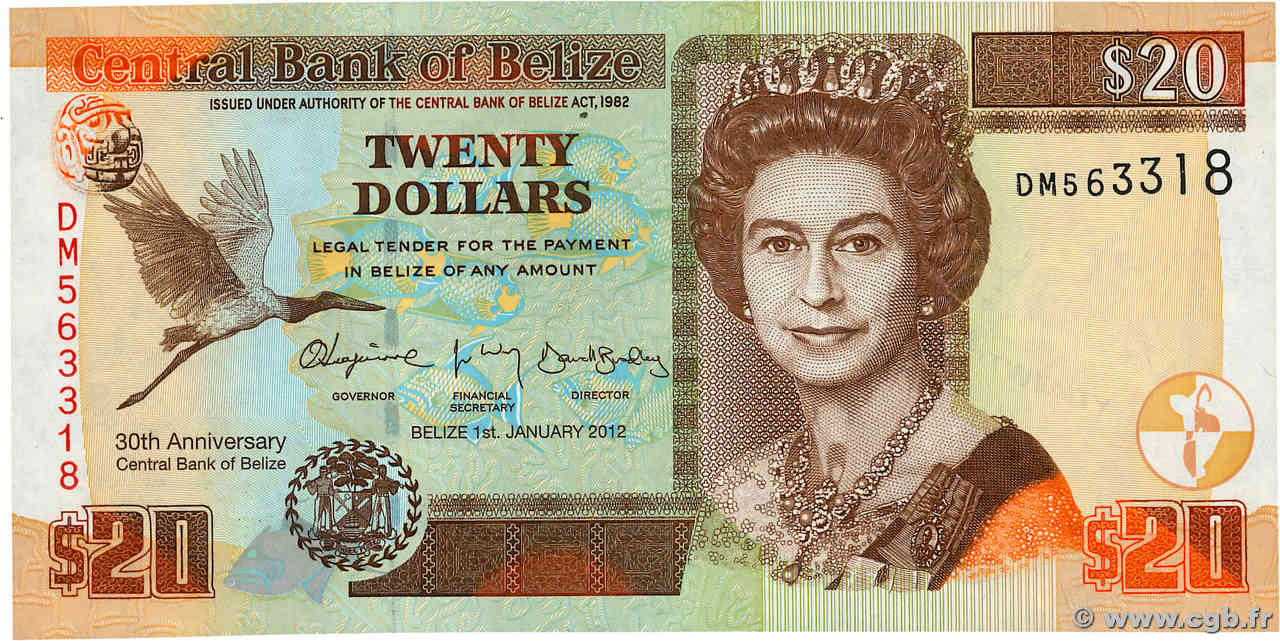 20 Dollars Commémoratif BELIZE 2012 P.72 pr.NEUF