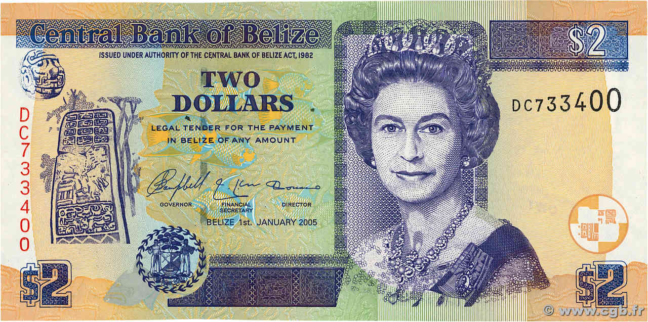 2 Dollars BELIZE  2005 P.66b UNC-