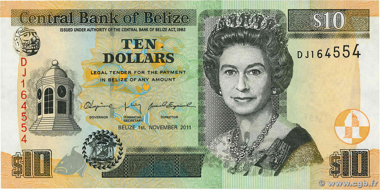 10 Dollars BELIZE  2011 P.68d UNC