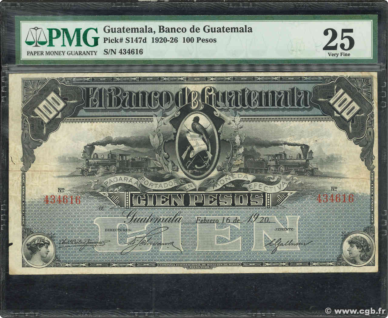 100 Pesos GUATEMALA  1925 PS.147d BB