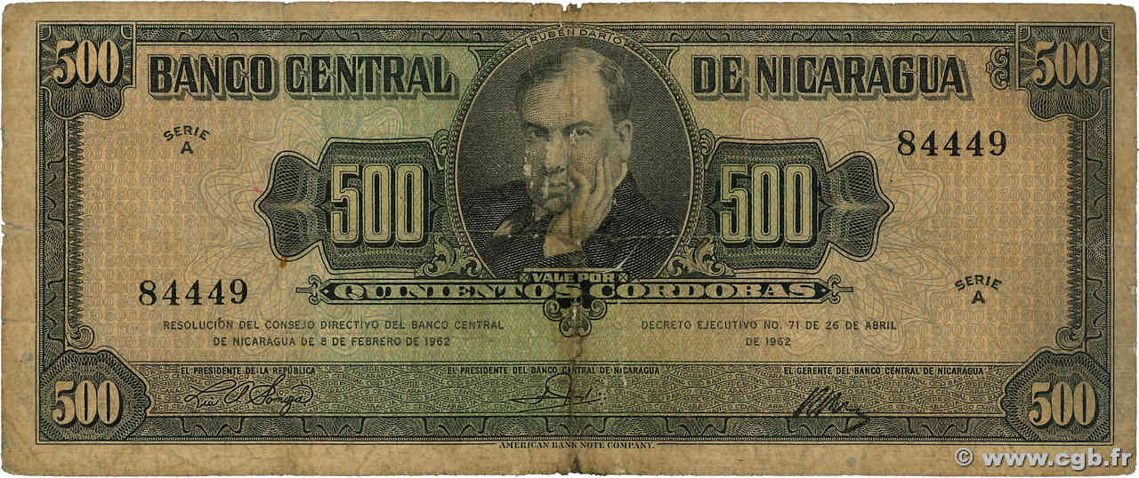 500 Cordobas NICARAGUA  1962 P.113a B