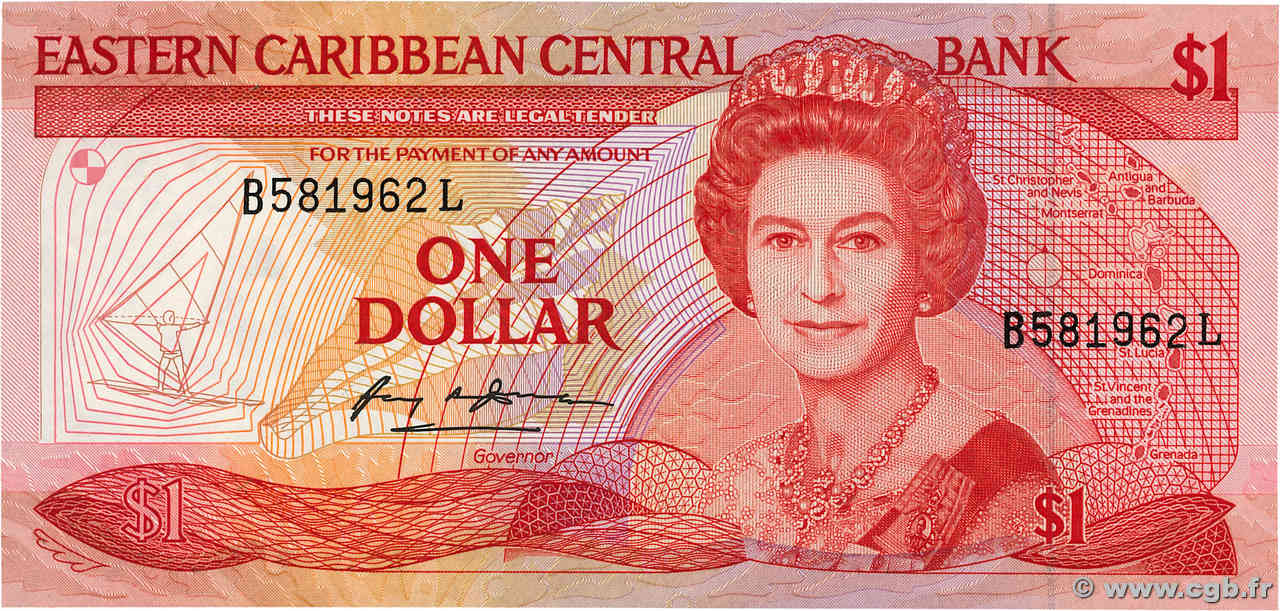 1 Dollar CARIBBEAN   1985 P.17l UNC