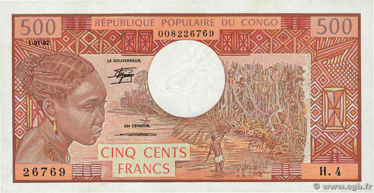 500 Francs CONGO  1982 P.02d TTB+