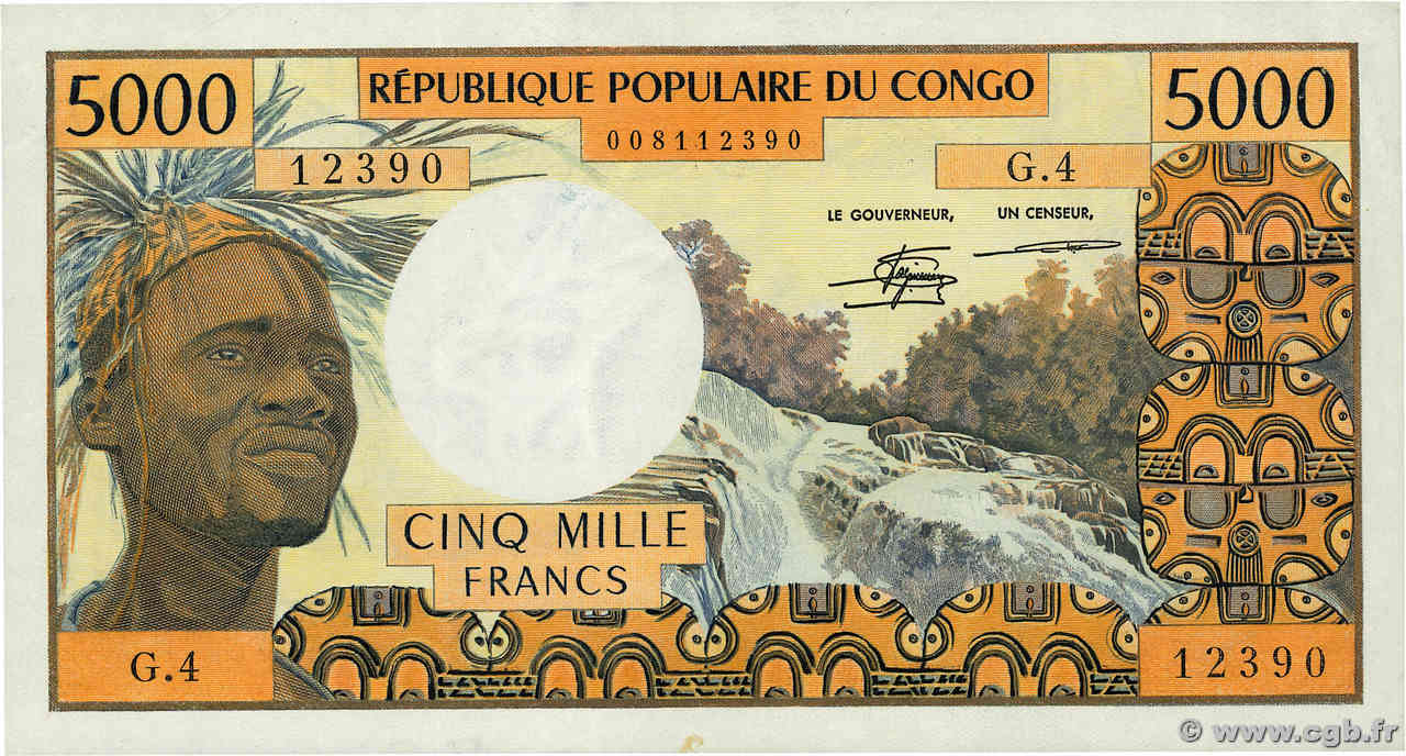 5000 Francs CONGO  1978 P.04c MBC+