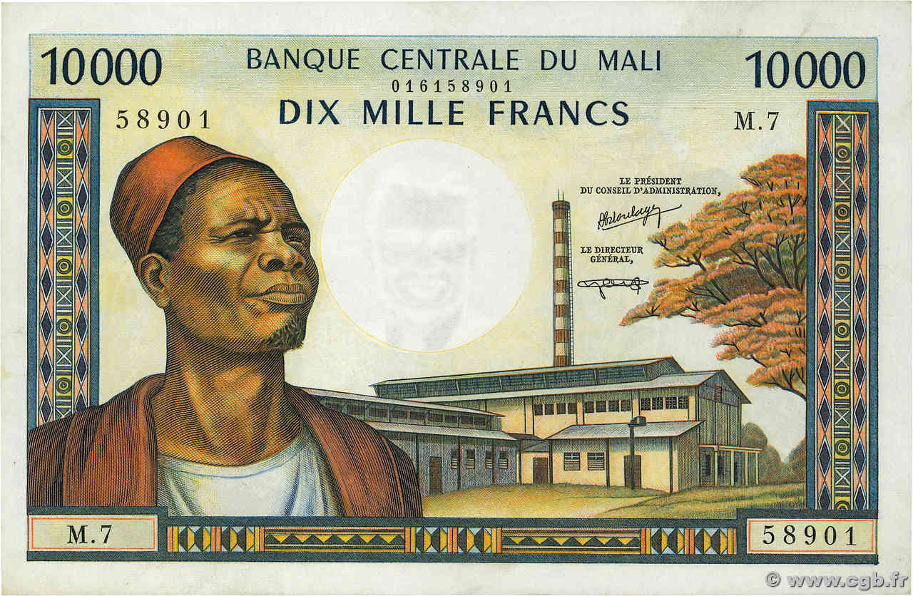 10000 Francs MALI  1973 P.15f SUP