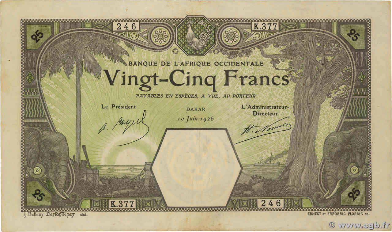 25 Francs DAKAR FRENCH WEST AFRICA (1895-1958) Dakar 1926 P.07Bc VF+