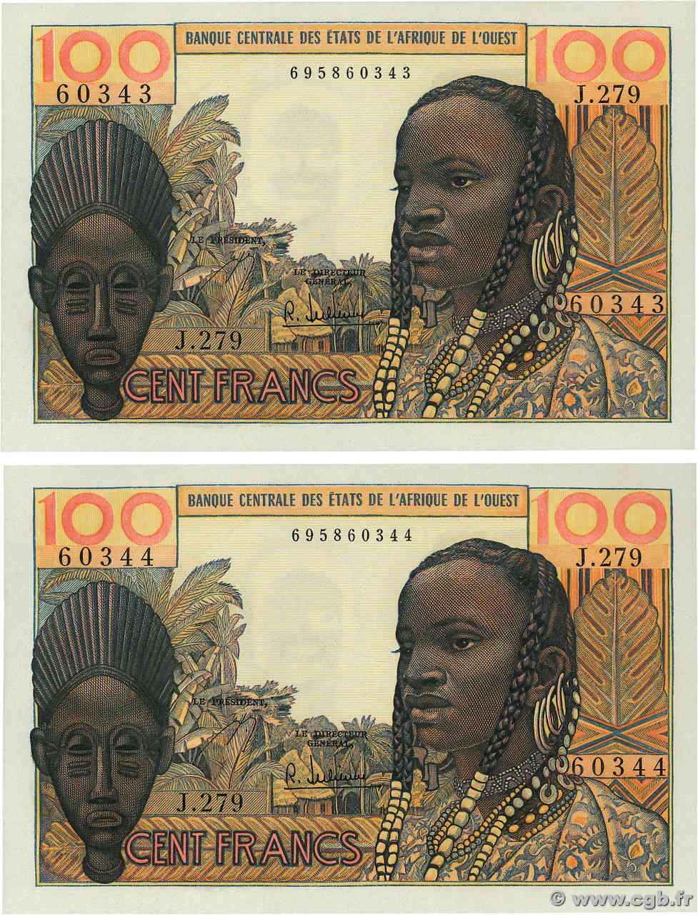 100 Francs Consécutifs ÉTATS DE L AFRIQUE DE L OUEST  1965 P.002b pr.NEUF
