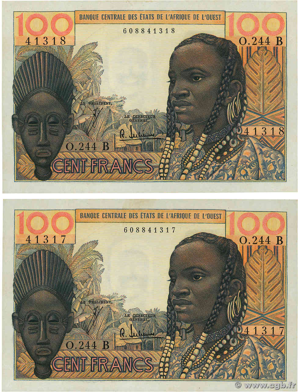100 Francs Consécutifs ÉTATS DE L AFRIQUE DE L OUEST  1965 P.201Bf pr.NEUF