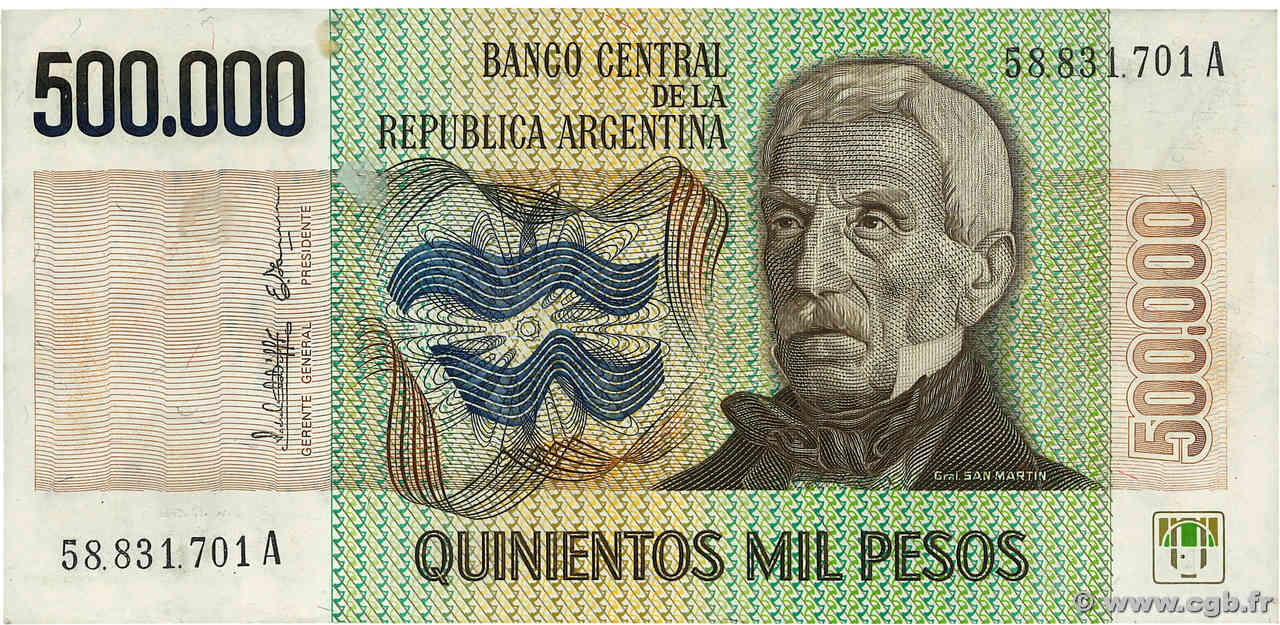 500000 Pesos ARGENTINA  1980 P.309 EBC
