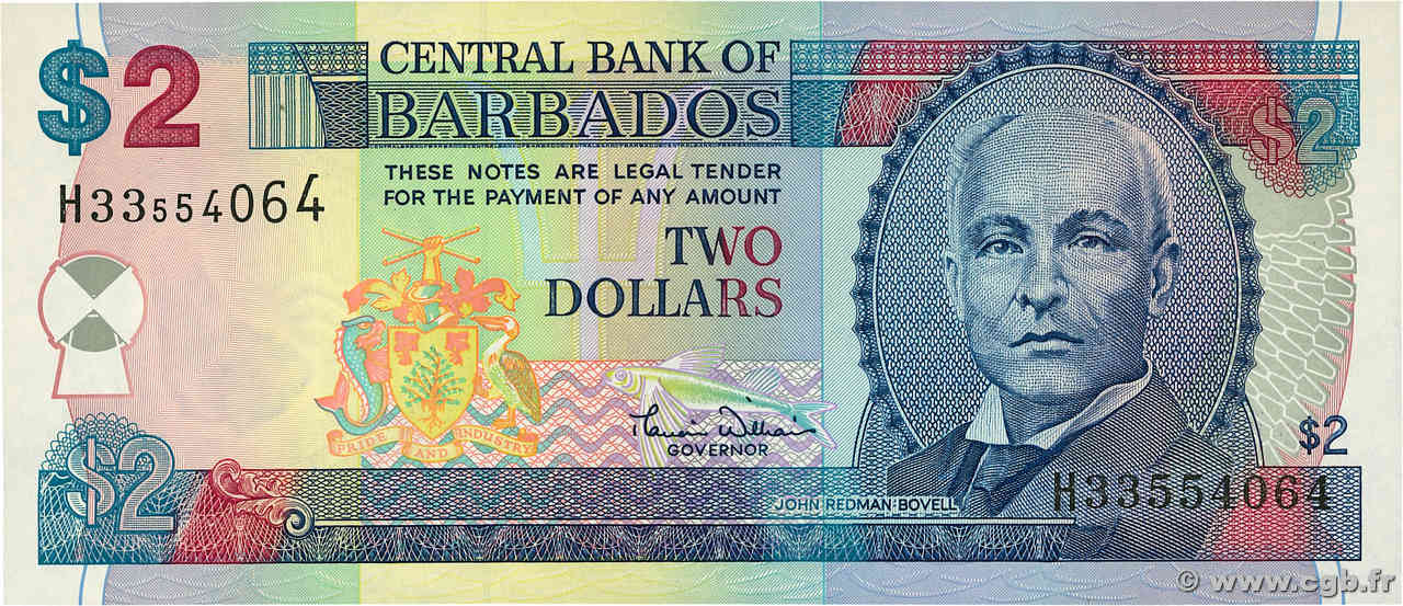 2 Dollars BARBADOS  2000 P.60 ST
