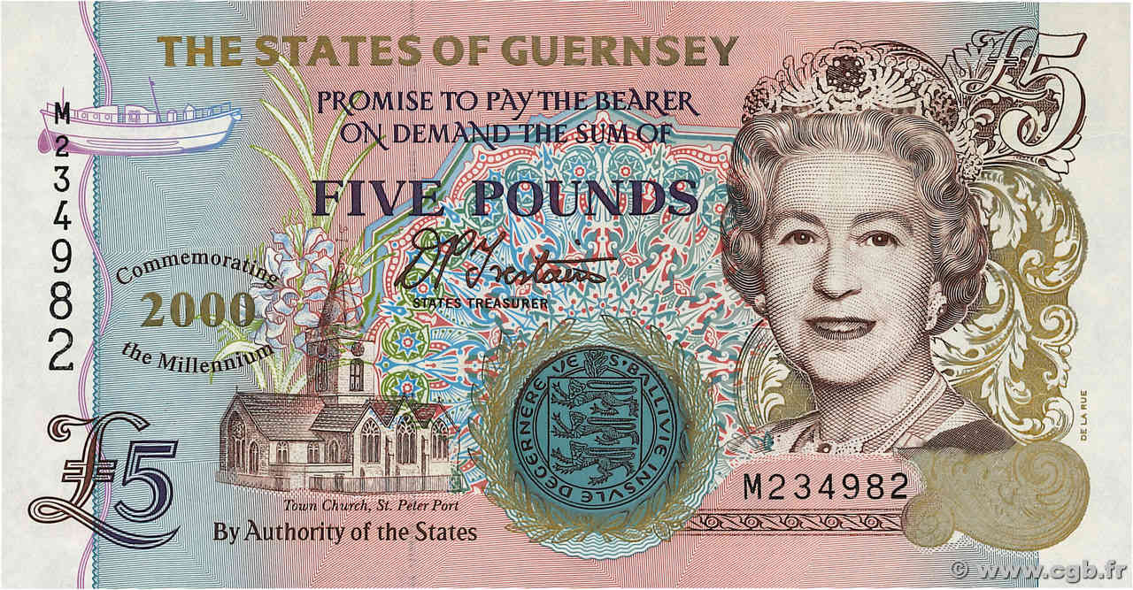 5 Pounds Commémoratif GUERNESEY  2000 P.60 NEUF