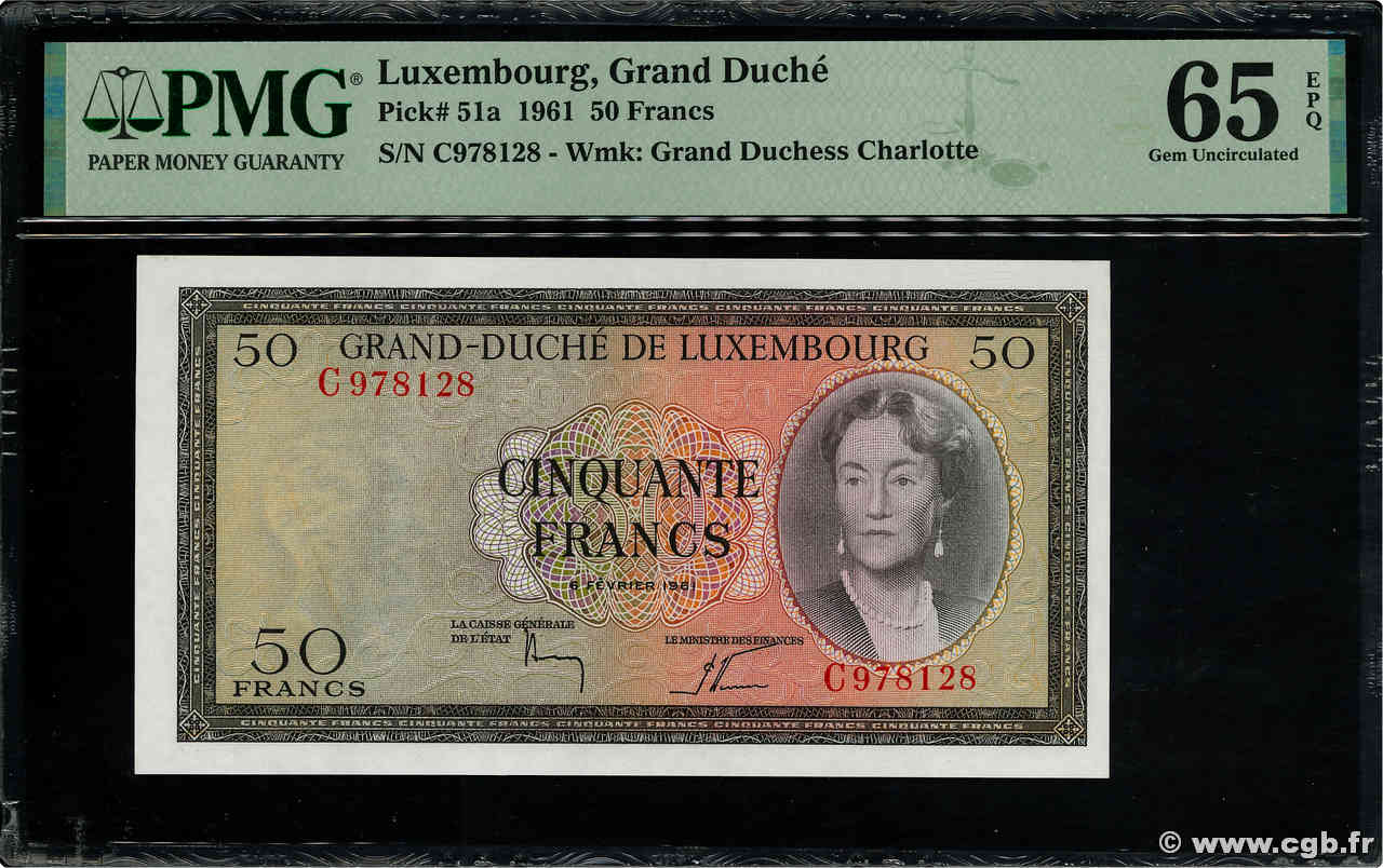 50 Francs LUXEMBURG  1961 P.51a ST