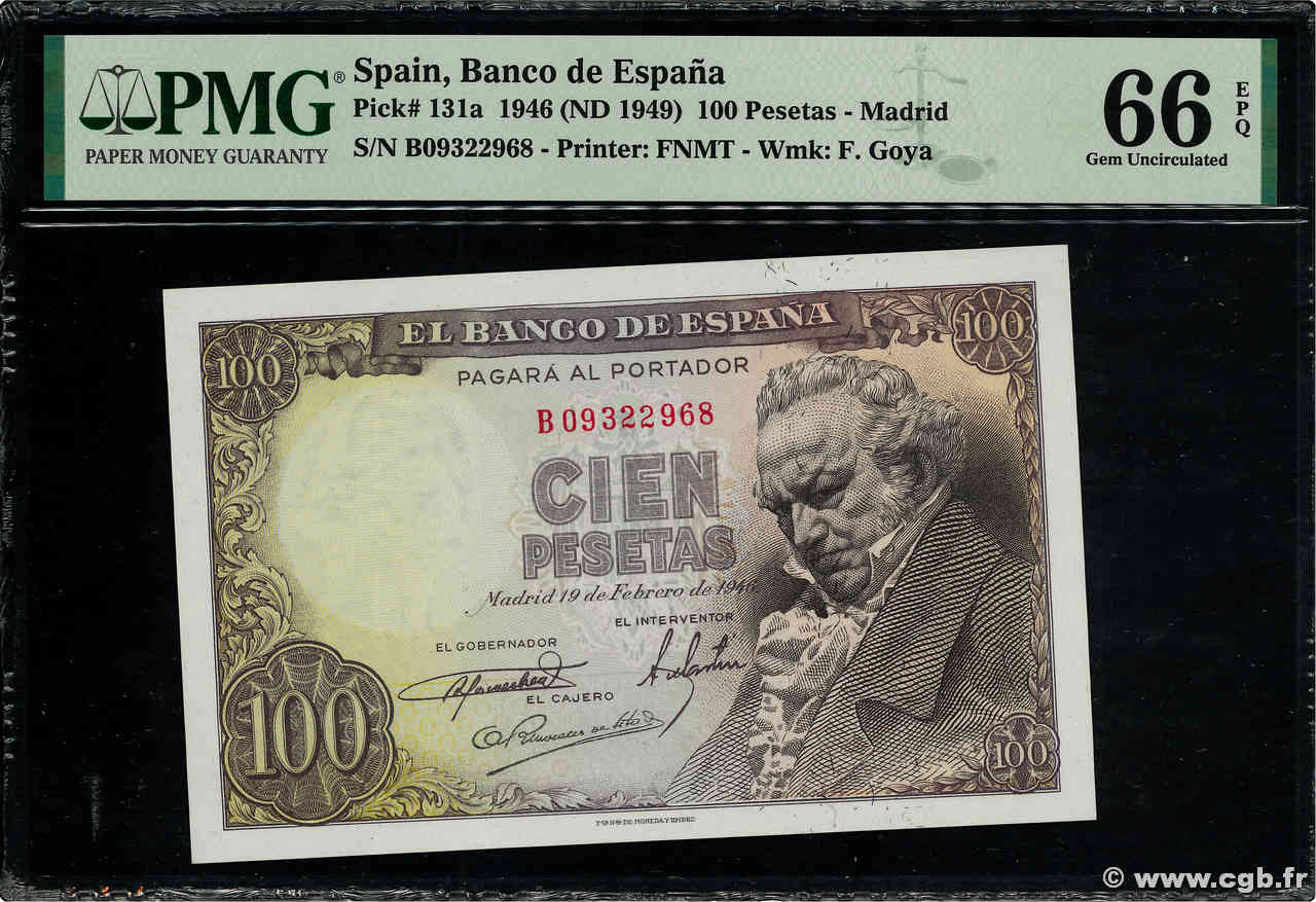 100 Pesetas SPANIEN  1946 P.131a ST