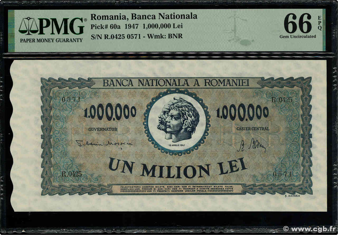 1000000 Lei ROMANIA  1947 P.060a FDC