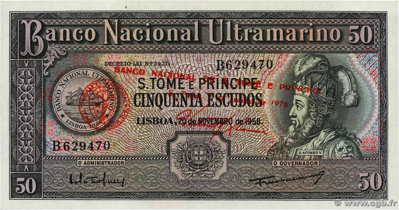 50 Escudos SAO TOME AND PRINCIPE  1976 P.045 AU