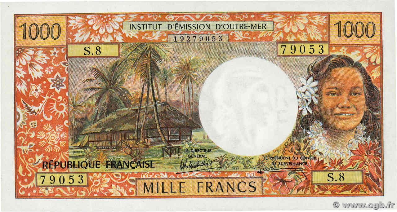 1000 Francs TAHITI  1985 P.27d AU+