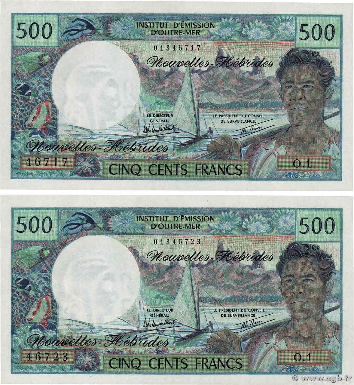 500 Francs Lot NEW HEBRIDES  1980 P.19c UNC-