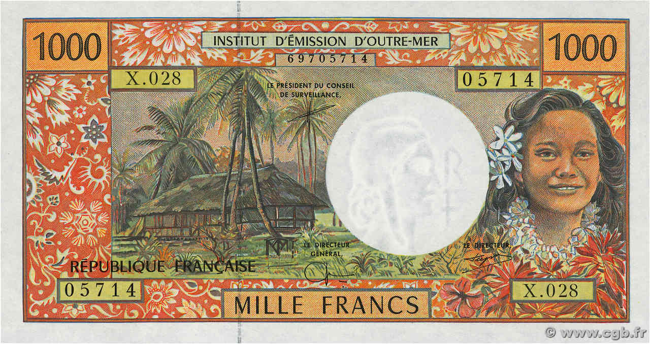 1000 Francs FRENCH PACIFIC TERRITORIES  2000 P.02g ST