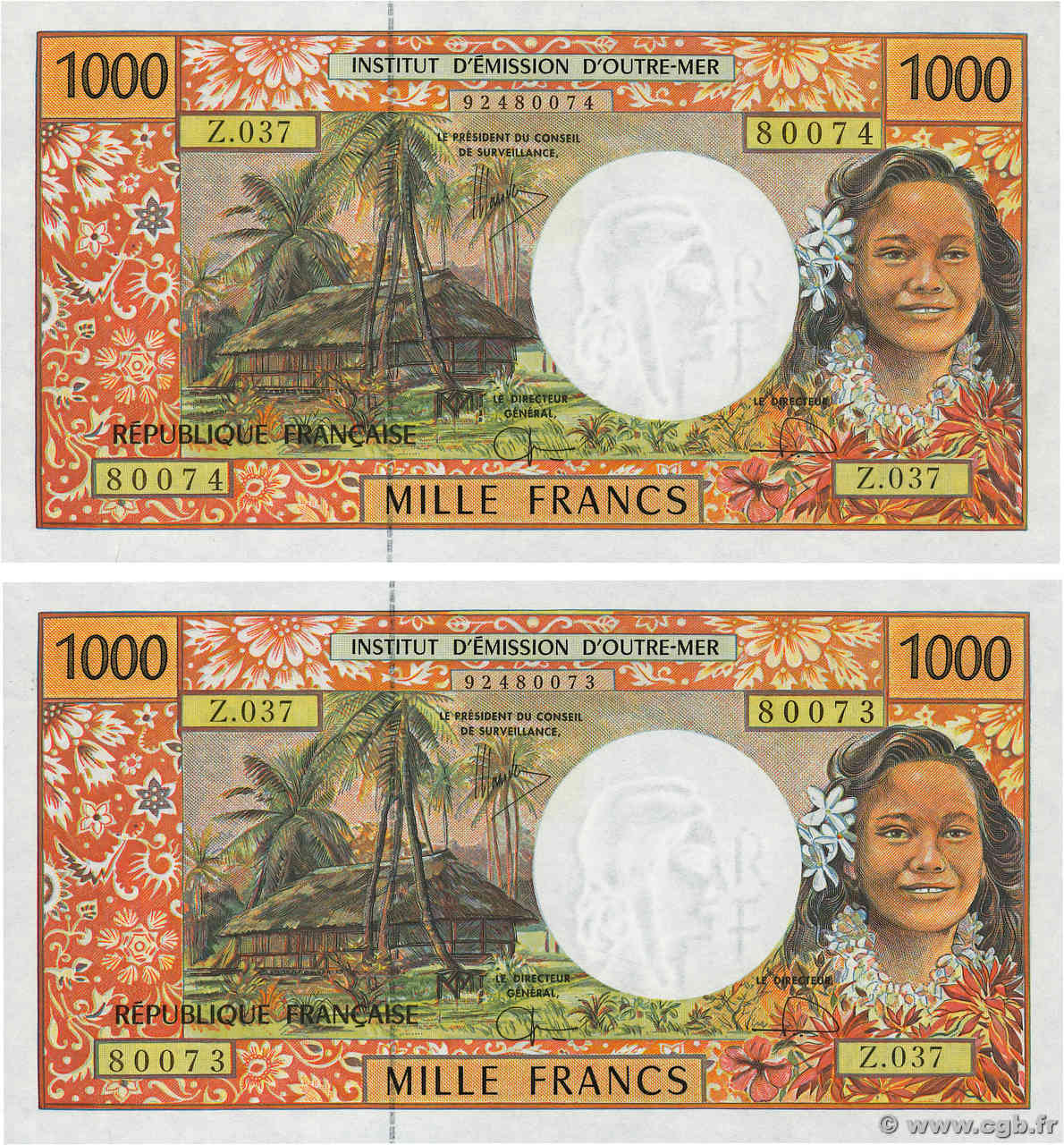 1000 Francs Consécutifs POLYNÉSIE, TERRITOIRES D OUTRE MER  2007 P.02i NEUF