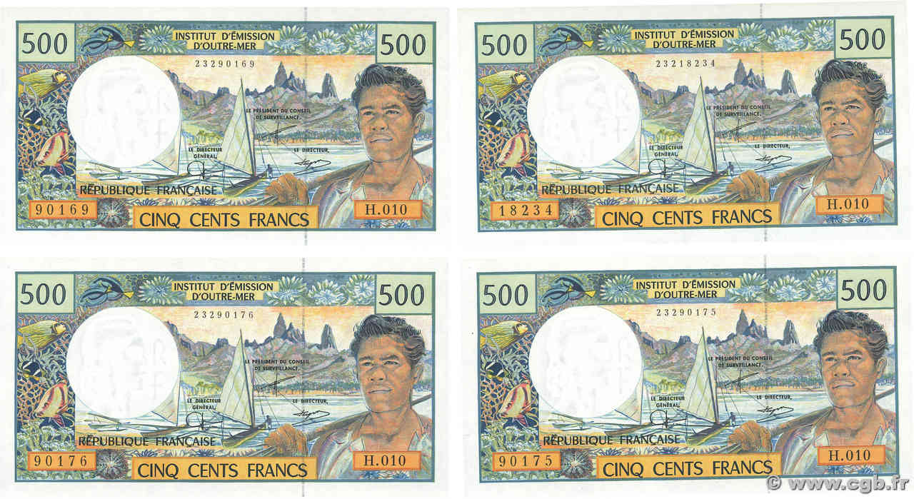 500 Francs Lot POLYNESIA, FRENCH OVERSEAS TERRITORIES  1992 P.01d UNC-
