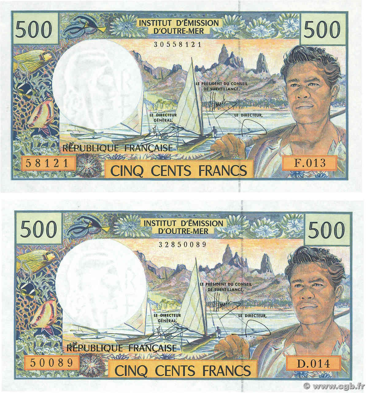 500 Francs Lot FRENCH PACIFIC TERRITORIES  2000 P.01f UNC