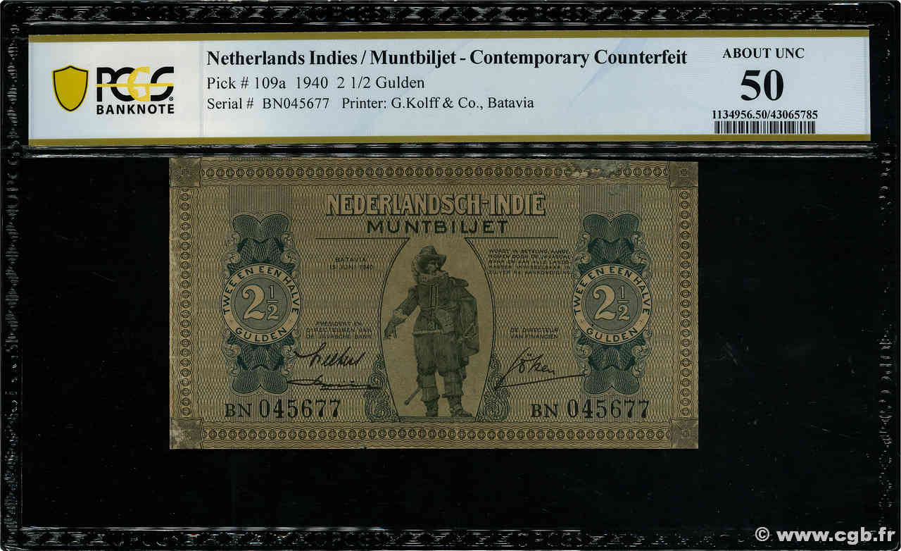 2,5 Gulden Faux INDIAS NEERLANDESAS  1940 P.109a EBC+