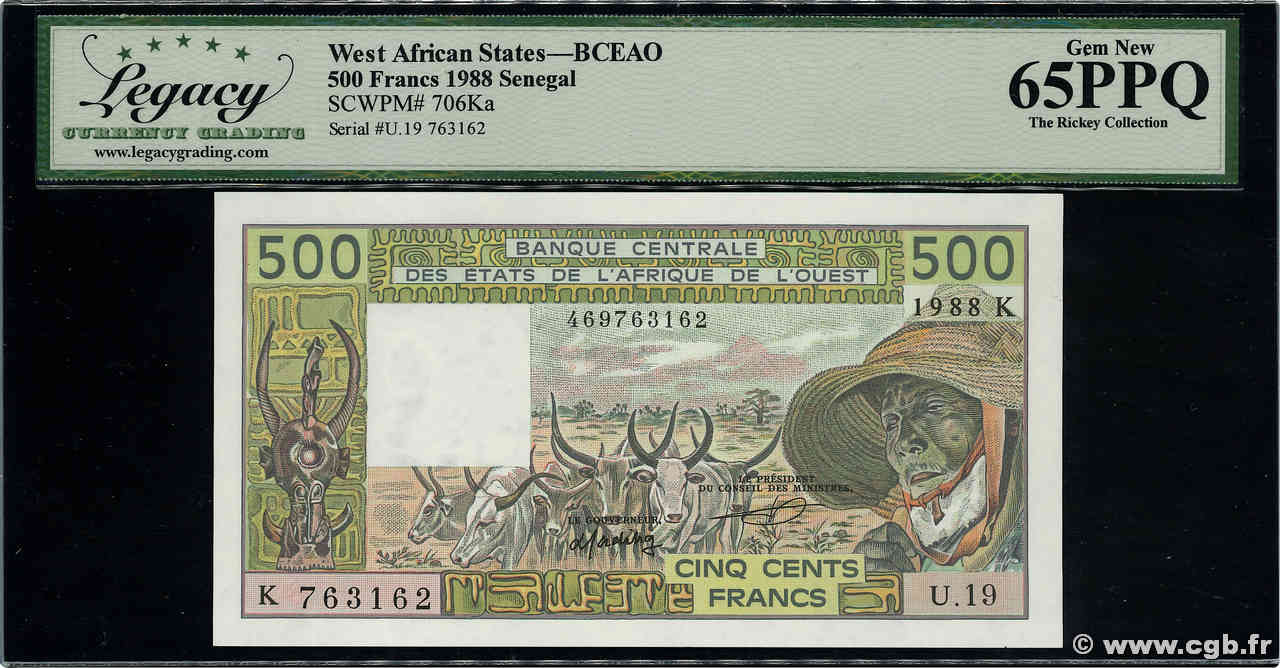 500 Francs WEST AFRICAN STATES  1988 P.706Ka UNC