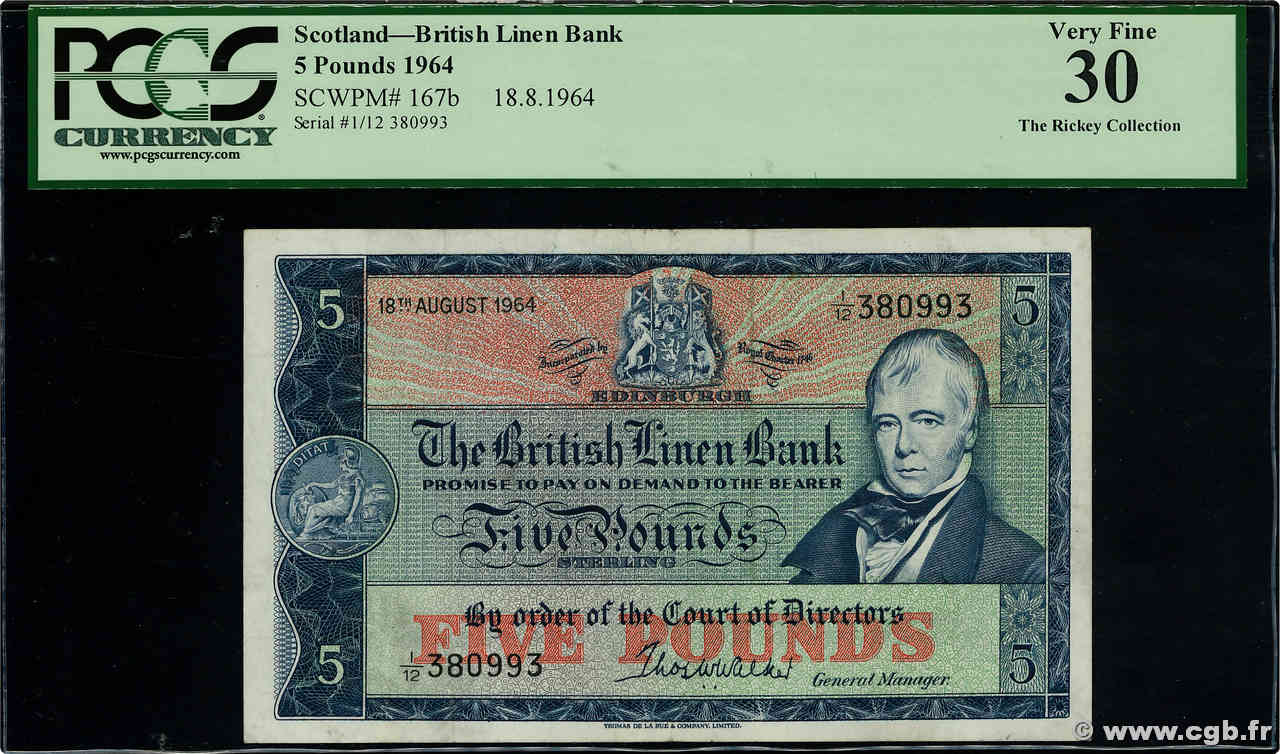 5 Pounds SCOTLAND  1964 P.167b SS