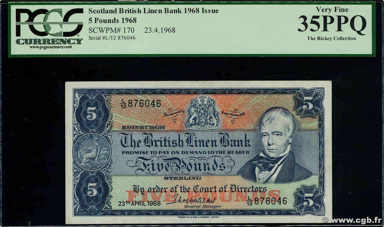 5 Pounds SCOTLAND  1968 P.170 MBC+