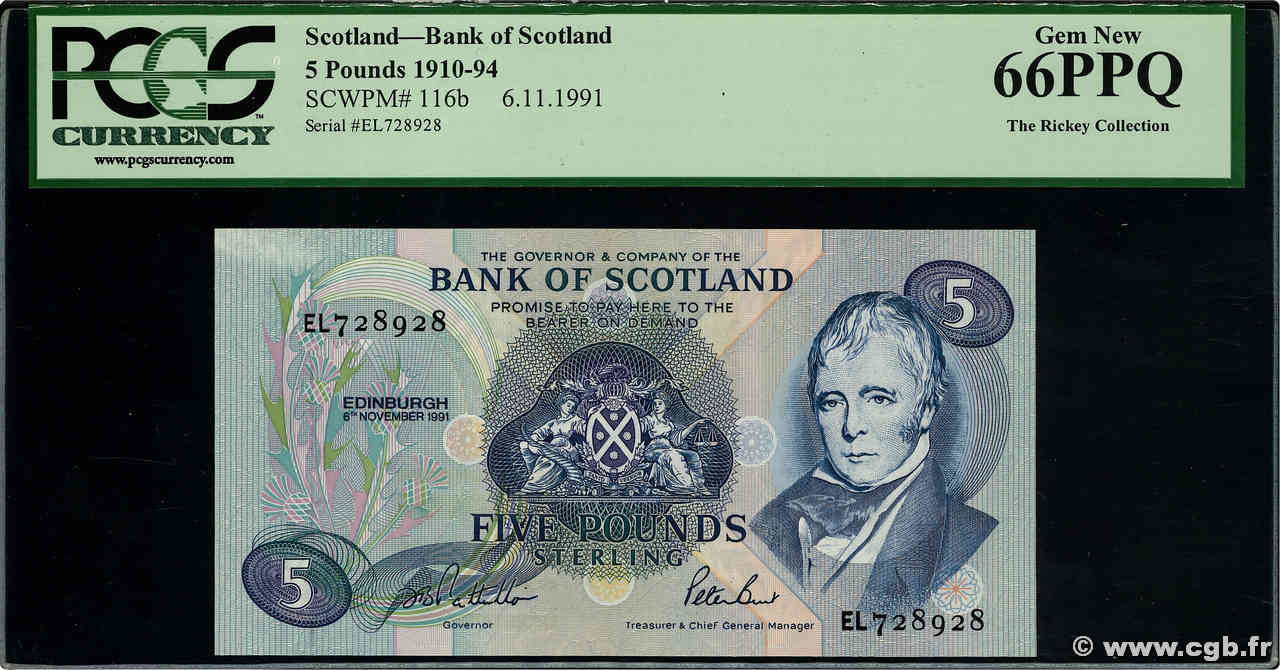 5 Pounds SCOTLAND  1991 P.116b UNC