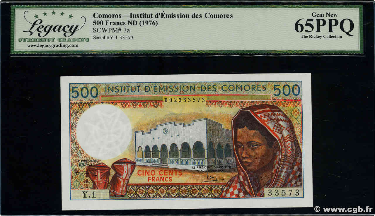 500 Francs COMORES  1976 P.07a2 NEUF