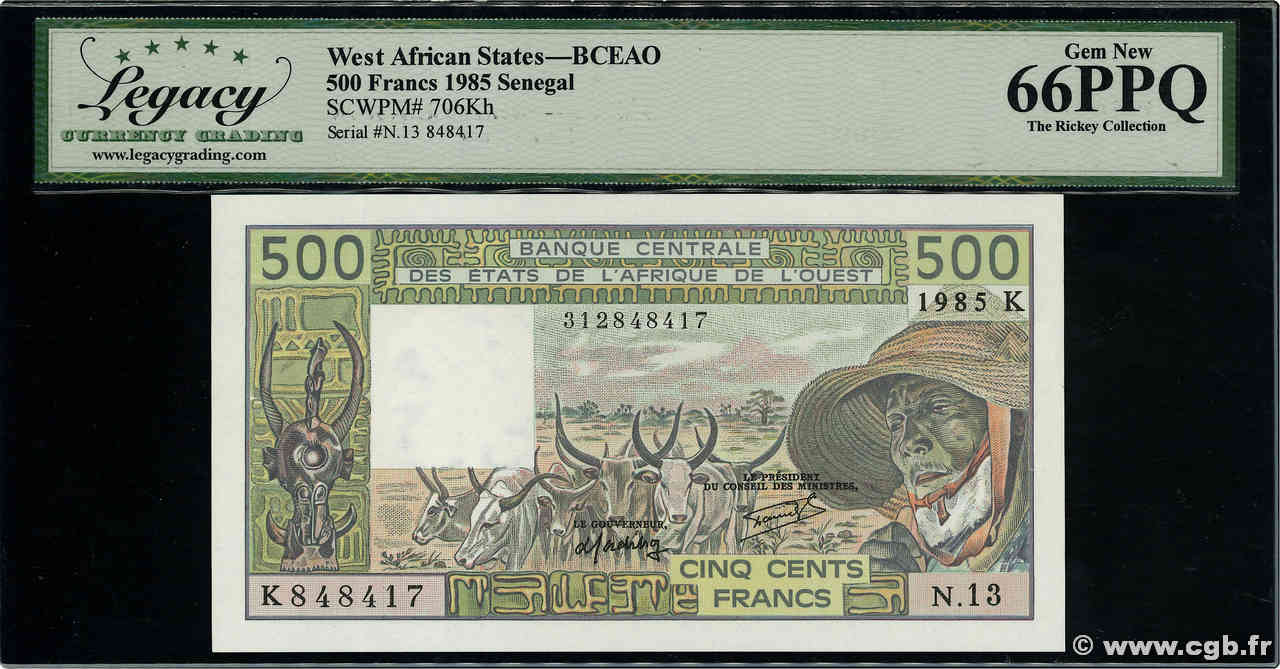 500 Francs ÉTATS DE L AFRIQUE DE L OUEST  1985 P.706Kh NEUF