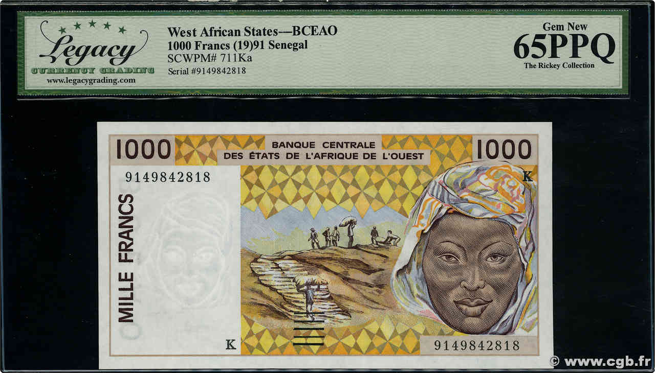 1000 Francs ÉTATS DE L AFRIQUE DE L OUEST  1991 P.711Ka NEUF