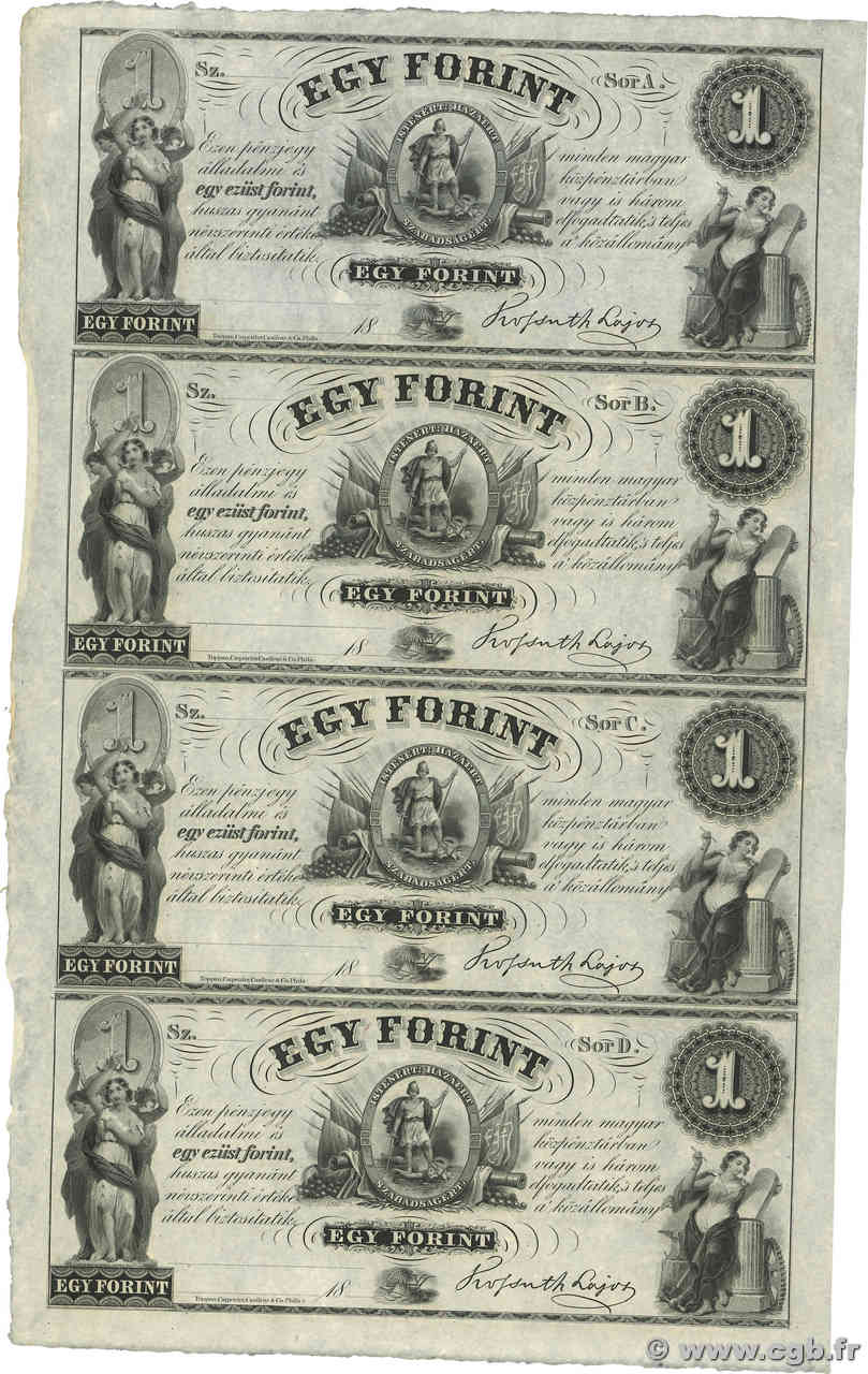 1 Forint Planche UNGARN  1852 PS.141r1 fST