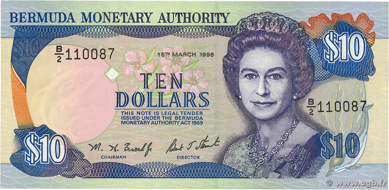 10 Dollars BERMUDA  1996 P.42b AU