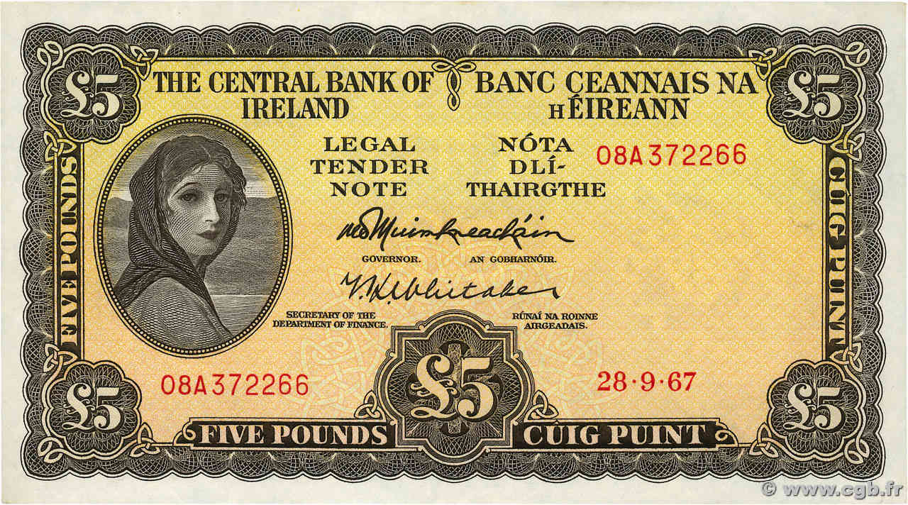 5 Pounds IRELAND REPUBLIC  1967 P.065a XF