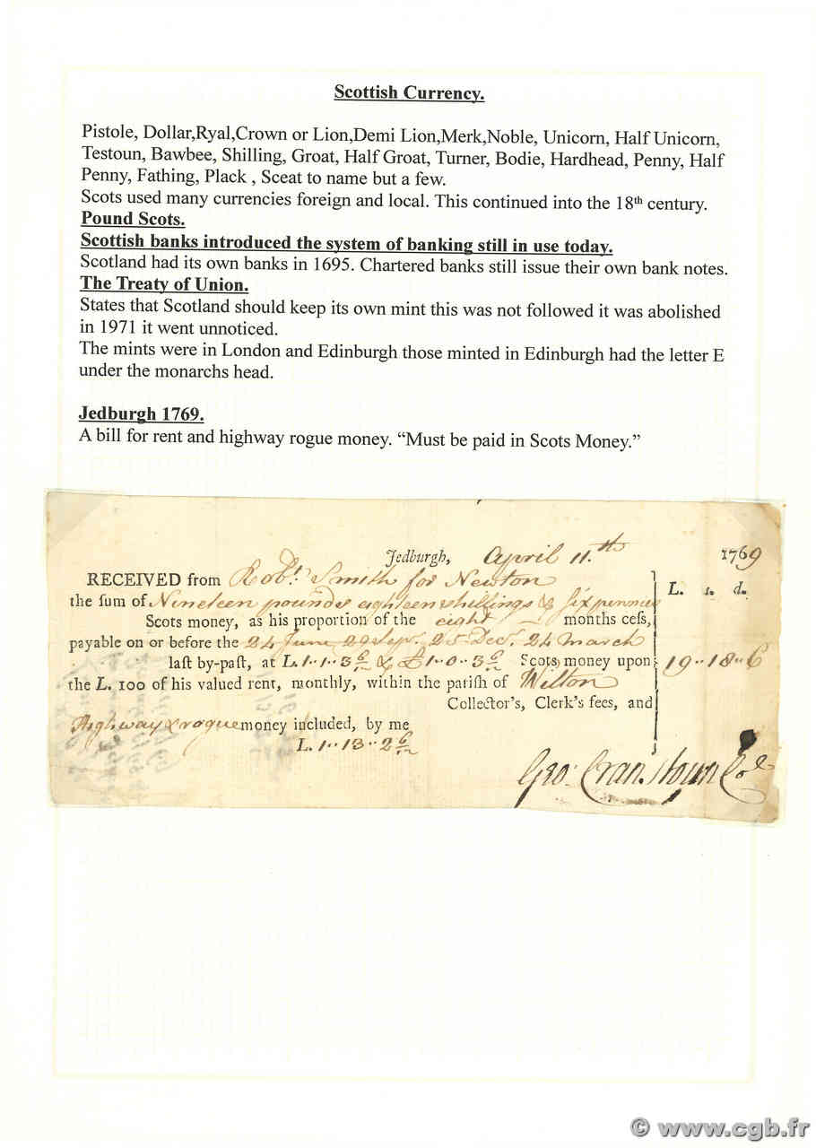 19 Pounds SCOTLAND  1769 P.- q.SPL