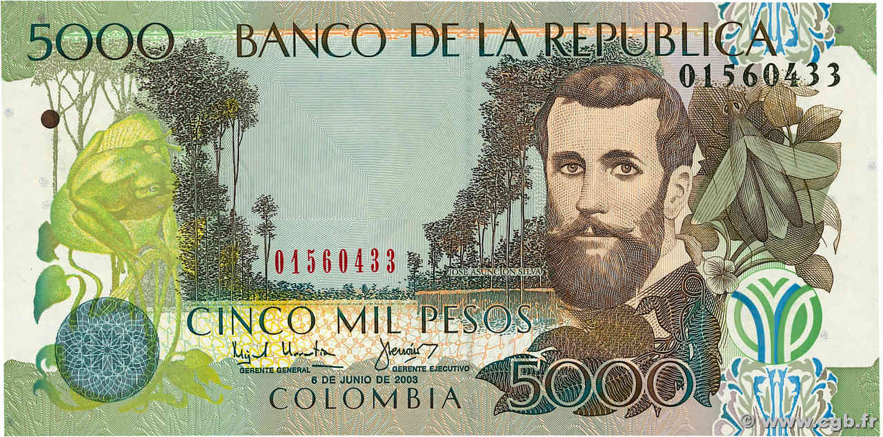 5000 Pesos COLOMBIA  2003 P.452a FDC