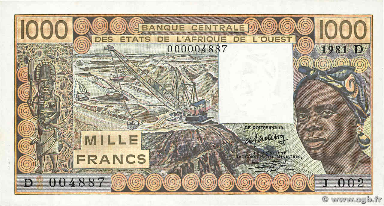 1000 Francs ÉTATS DE L AFRIQUE DE L OUEST  1981 P.406Db SPL