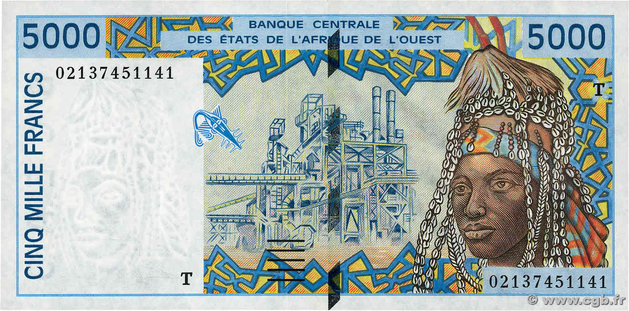 5000 Francs ÉTATS DE L AFRIQUE DE L OUEST  2002 P.813Tk pr.NEUF