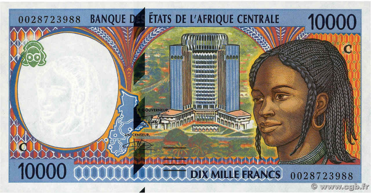 10000 Francs STATI DI L  AFRICA CENTRALE  2000 P.105Cf q.FDC