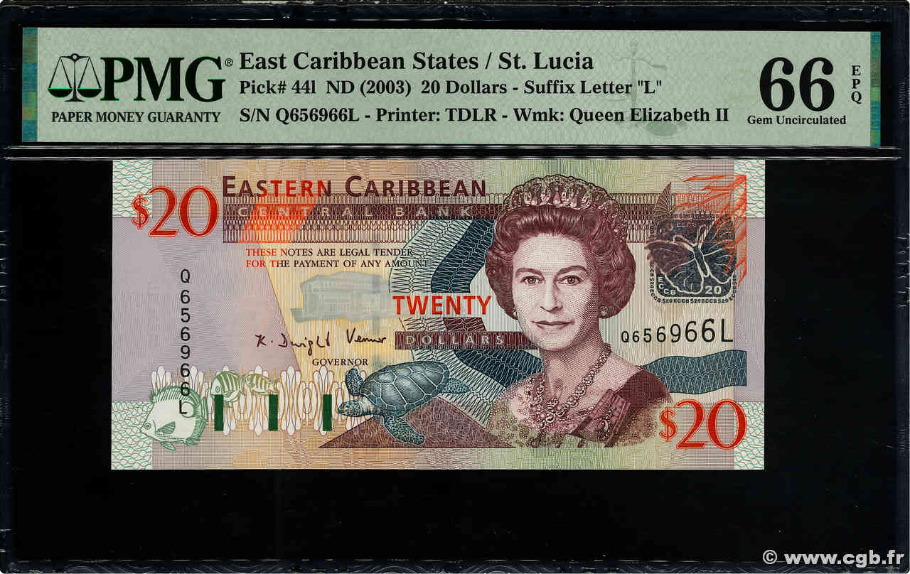 20 Dollars CARIBBEAN   2003 P.44l UNC