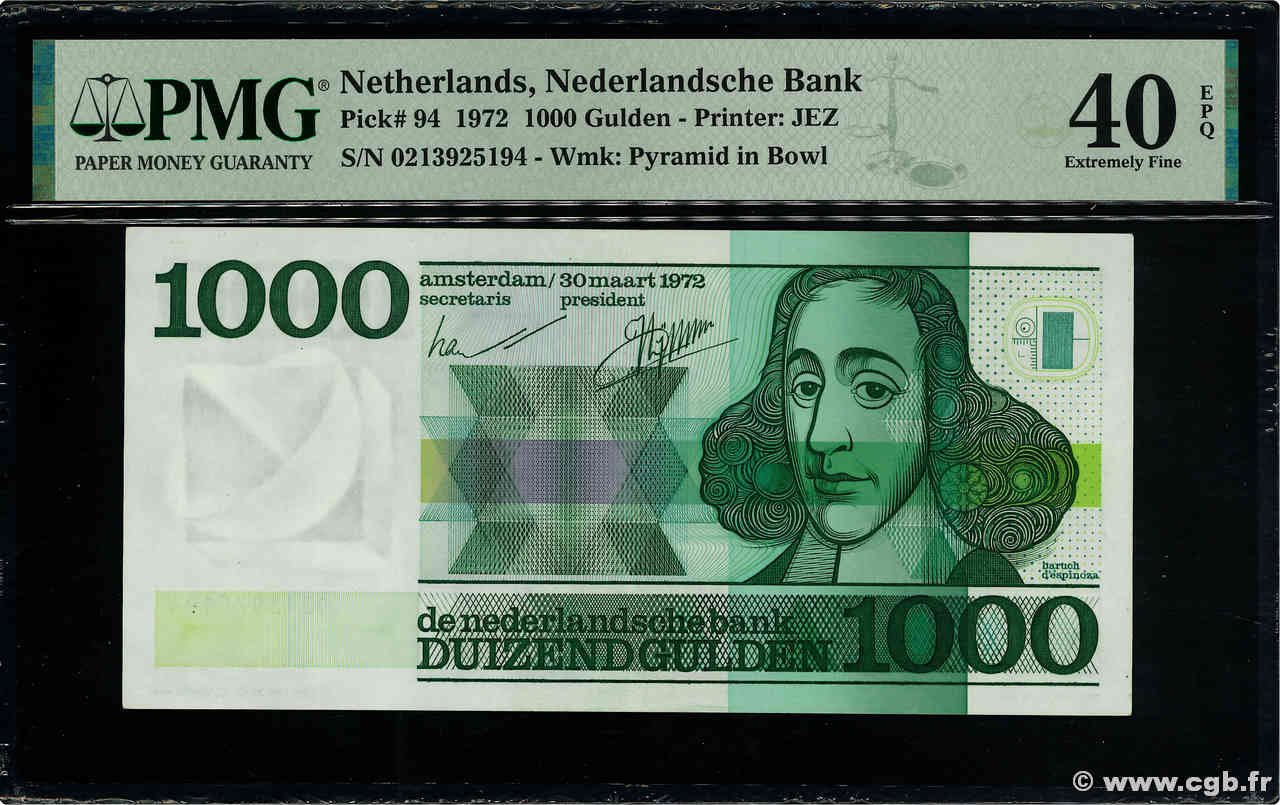 1000 Gulden NETHERLANDS  1972 P.094 VF+