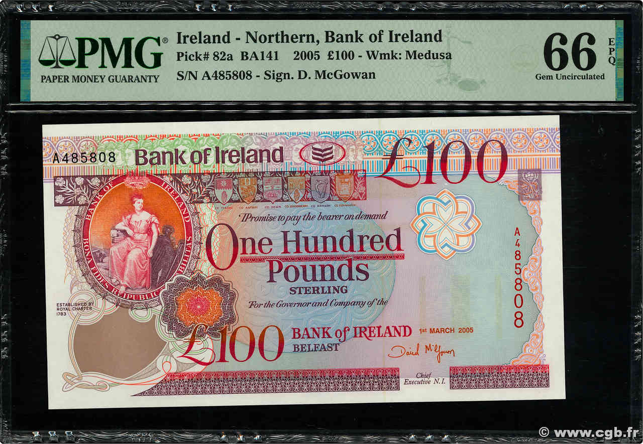 100 Pounds NORTHERN IRELAND  2005 P.082a UNC