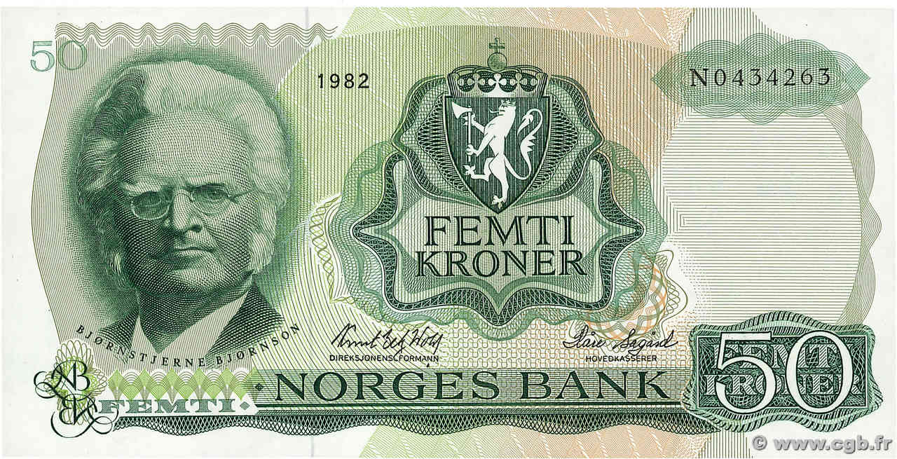 50 Kroner NORVÈGE  1982 P.37d ST