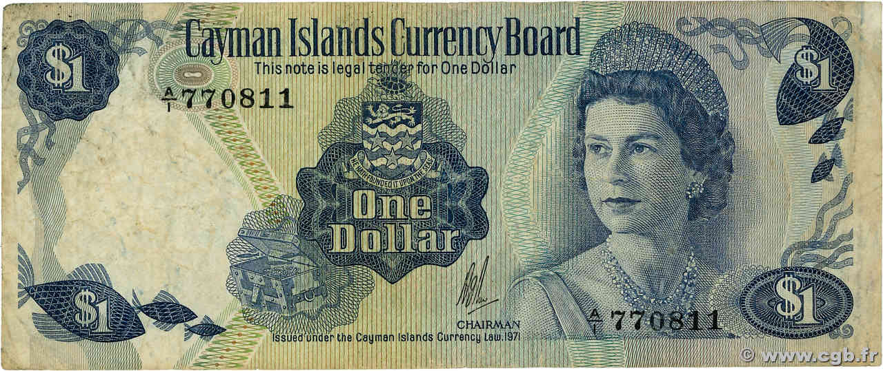 1 Dollar ÎLES CAIMANS 1972 P.01a TB