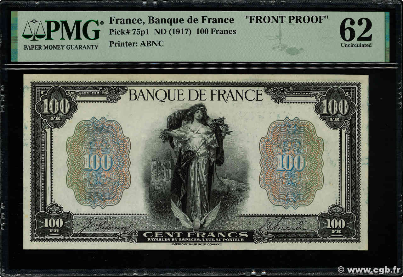 100 Francs LA FORTUNE type 1918 Épreuve FRANKREICH  1918  fST+