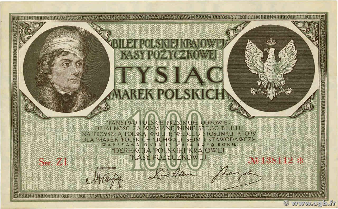 1000 Marek POLOGNE 1919 P.022d SUP